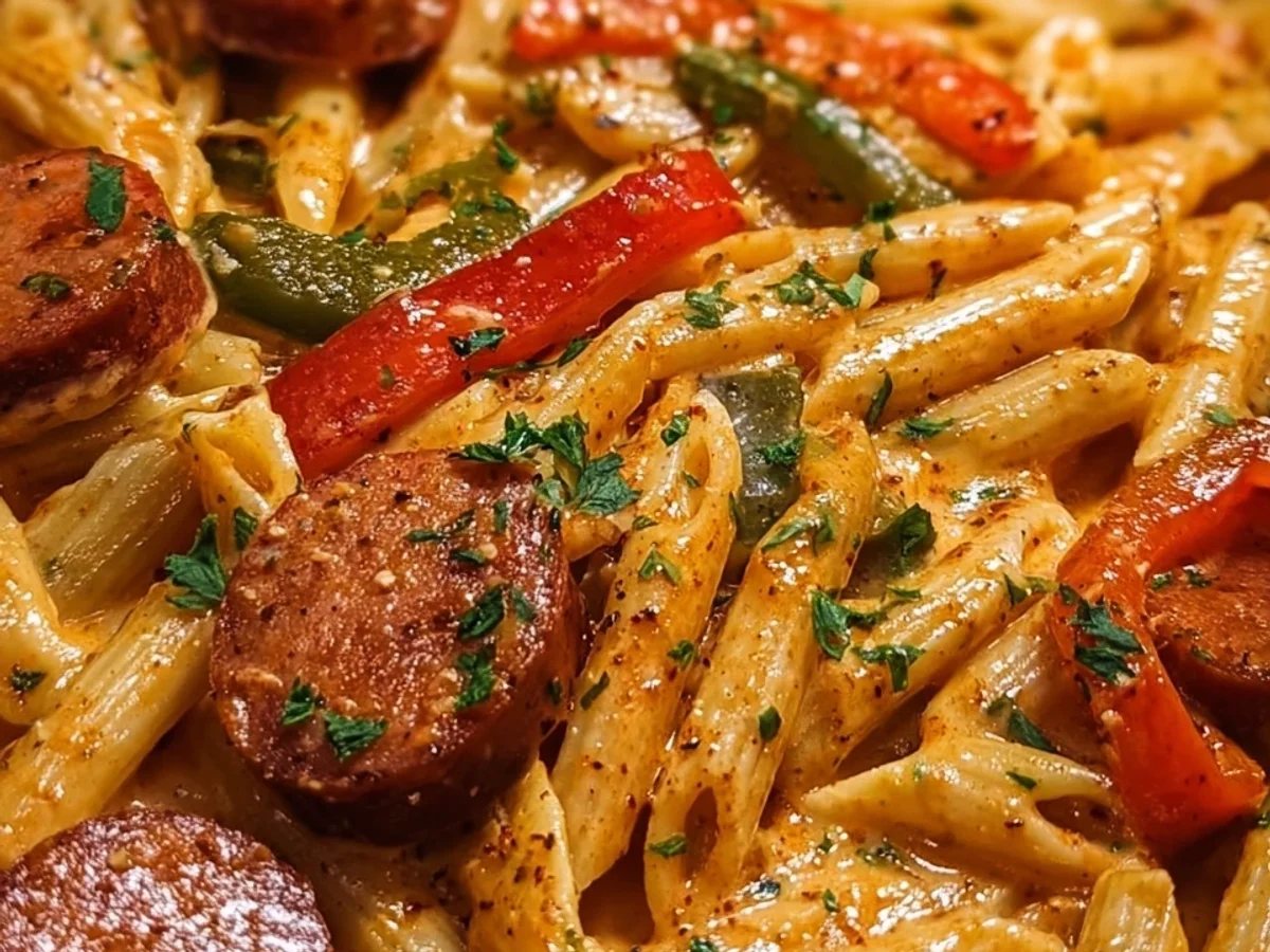 Cajun Spicy Creamy One-Pot Beef Sausage Pasta - Image 2