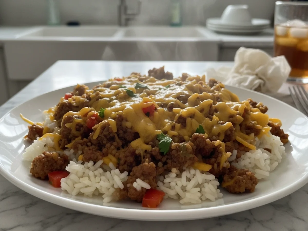 Cheesy Beef and Rice Dinner: Simple Skillet Comfort - Image 1