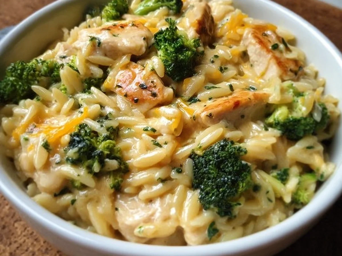 Cheesy Chicken Broccoli Orzo: Creamy Family Favorite - Image 1