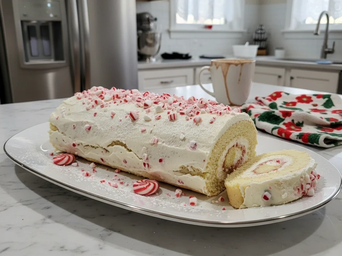 Classic Christmas Peppermint Roll Cake: Festive Swirls - Image 1