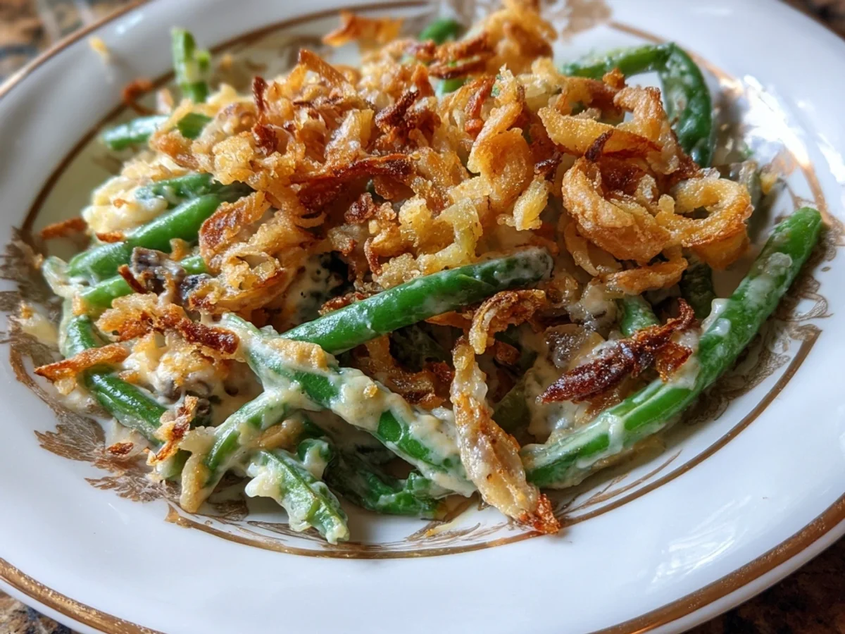Creamy Homestyle Green Bean Casserole with Crispy Onions - Image 1