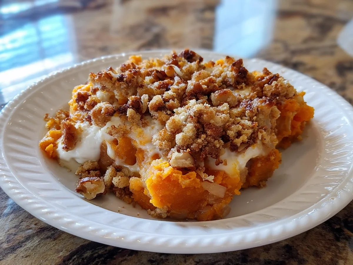 Creamy Southern Sweet Potato Casserole with Pecans - Image 1