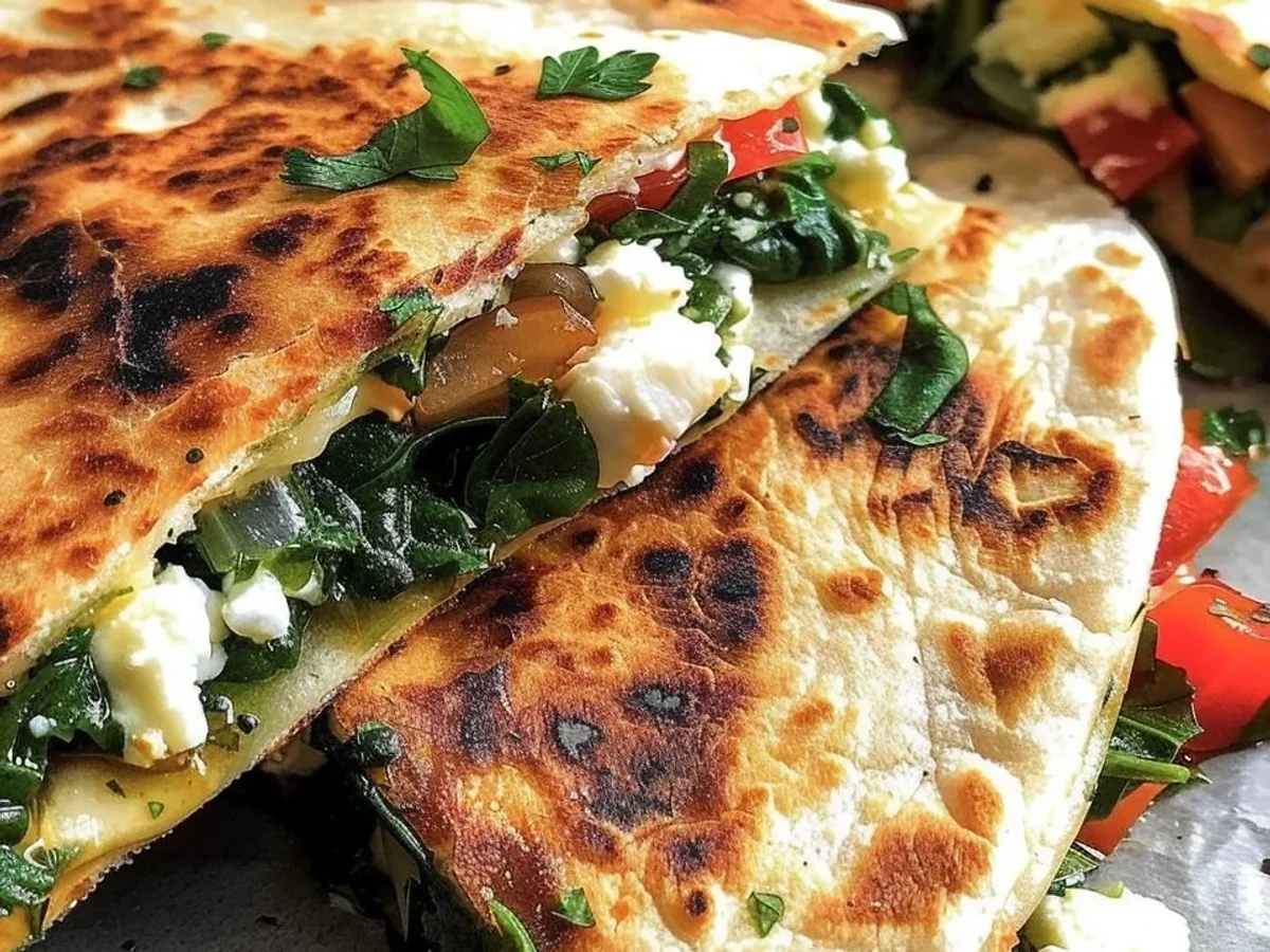 Crispy Mediterranean Quesadillas with Spinach & Feta - Image 1