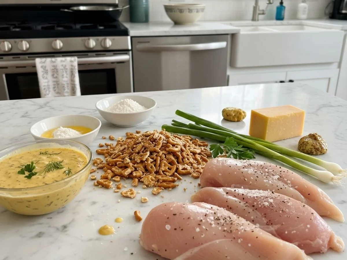 Crispy Pretzel Chicken with Tangy Mustard-Cheddar Sauce - Image 2