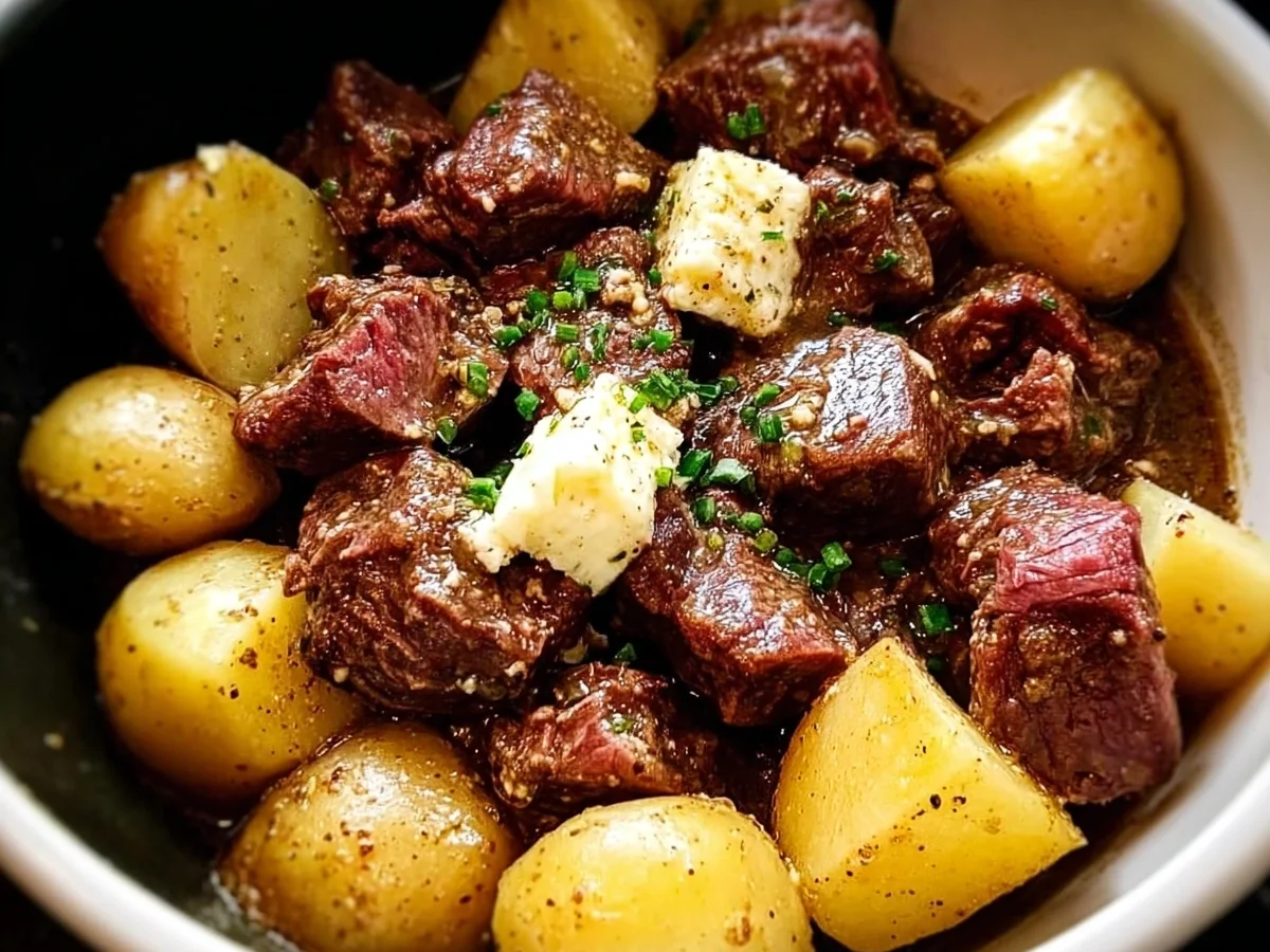 Crockpot Garlic Butter Beef Bites with Potatoes - Image 2