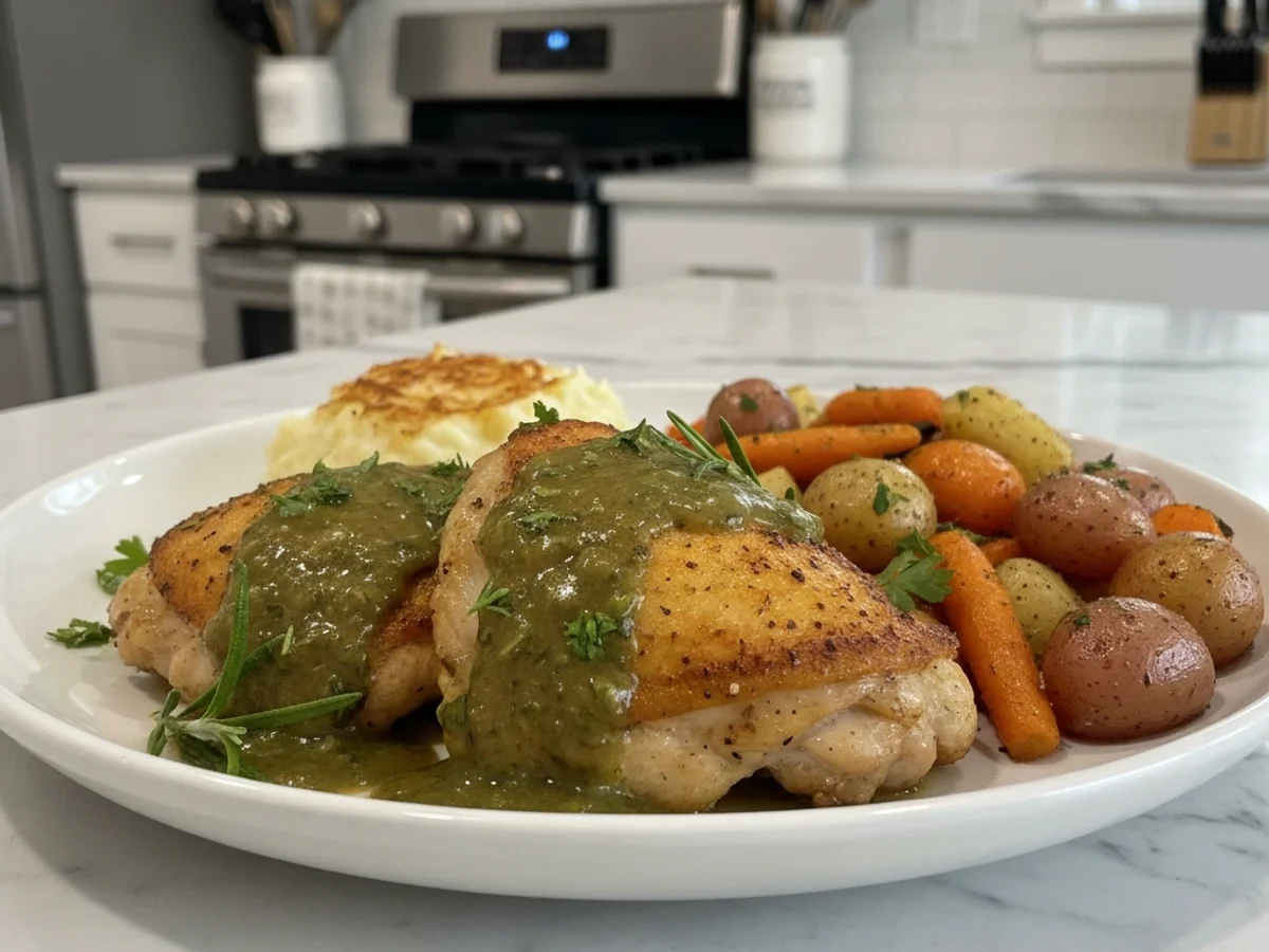 Easy Baked Chicken with Herb Gravy Dinner - Image 1