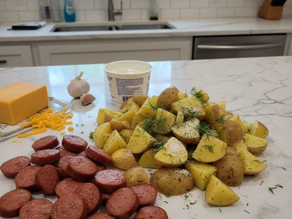 Hearty Cheesy Ranch Potatoes & Smoked Sausage Bake - Image 2