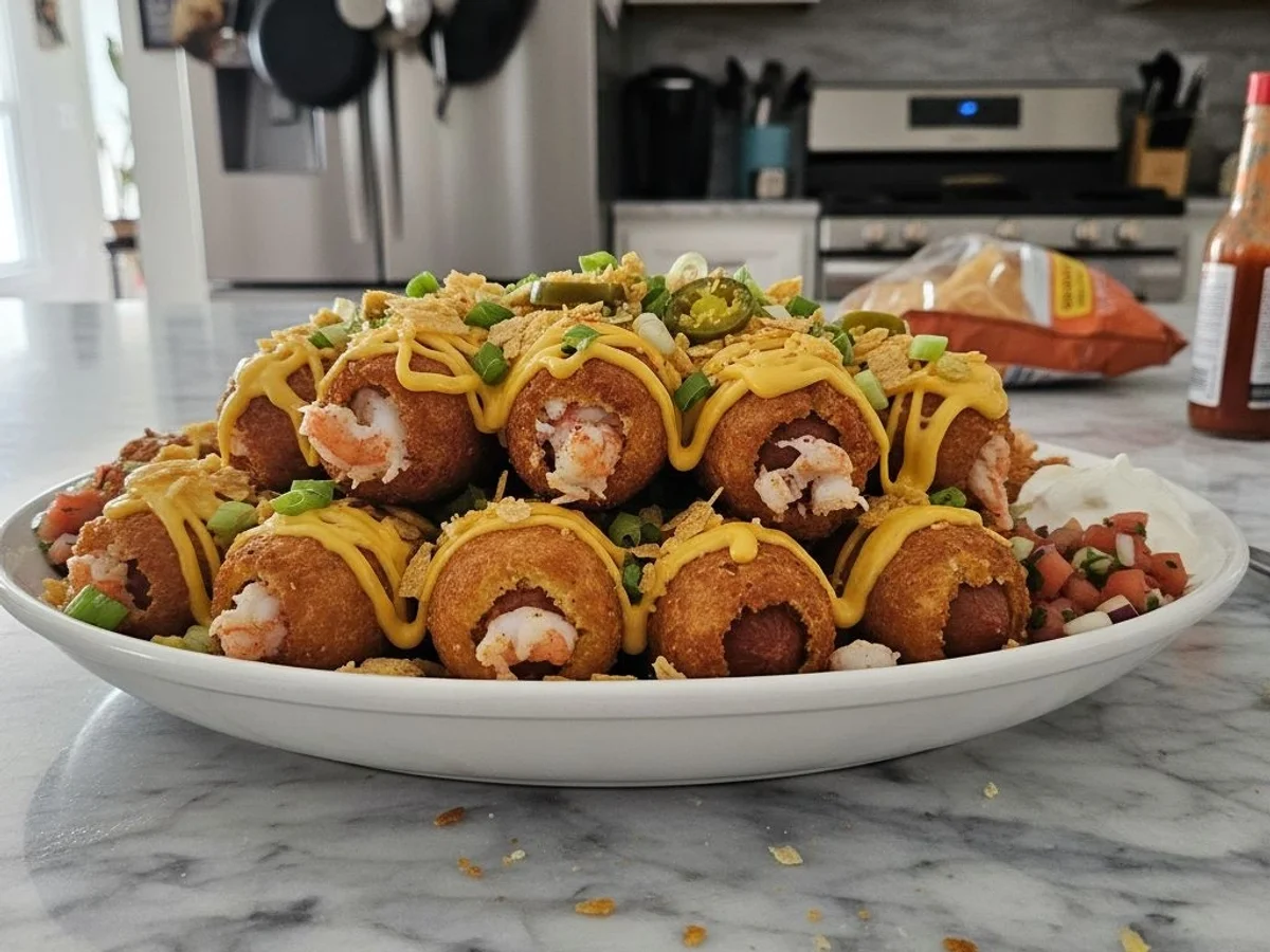 Shrimp and Crab Nacho Corn Dogs: Crispy Seafood Twist - Image 1