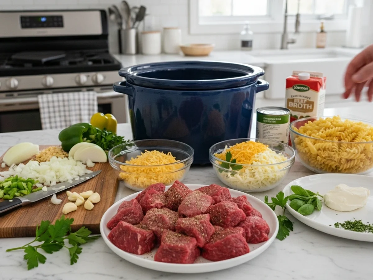 Slow Cooker Cheesy Beef Pasta Dinner: Simple Comfort - Image 1