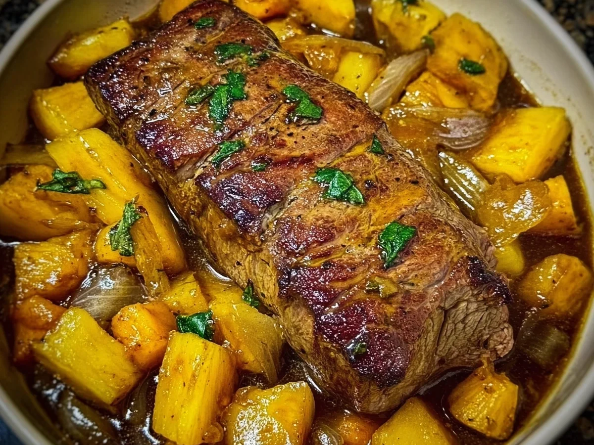 Slow Cooker Pineapple Lamb Loin: Sweet & Savory Dinner - Image 1