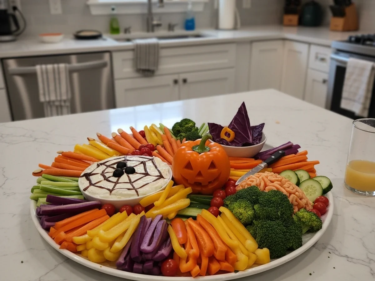 Spooky Cute Halloween Veggie Tray for Kids' Fun - Image 1
