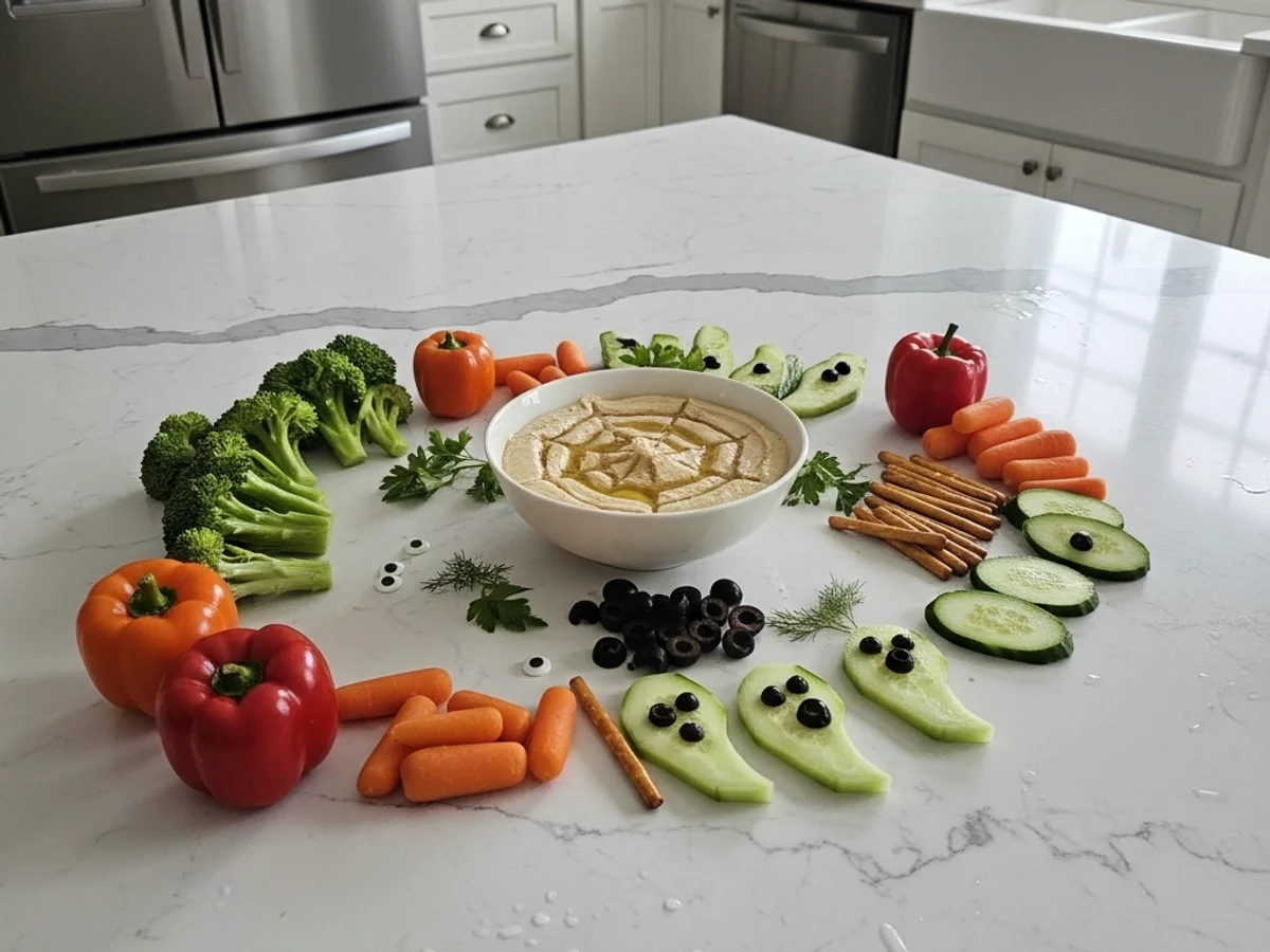 Spooky Cute Halloween Veggie Tray for Kids' Fun - Image 2