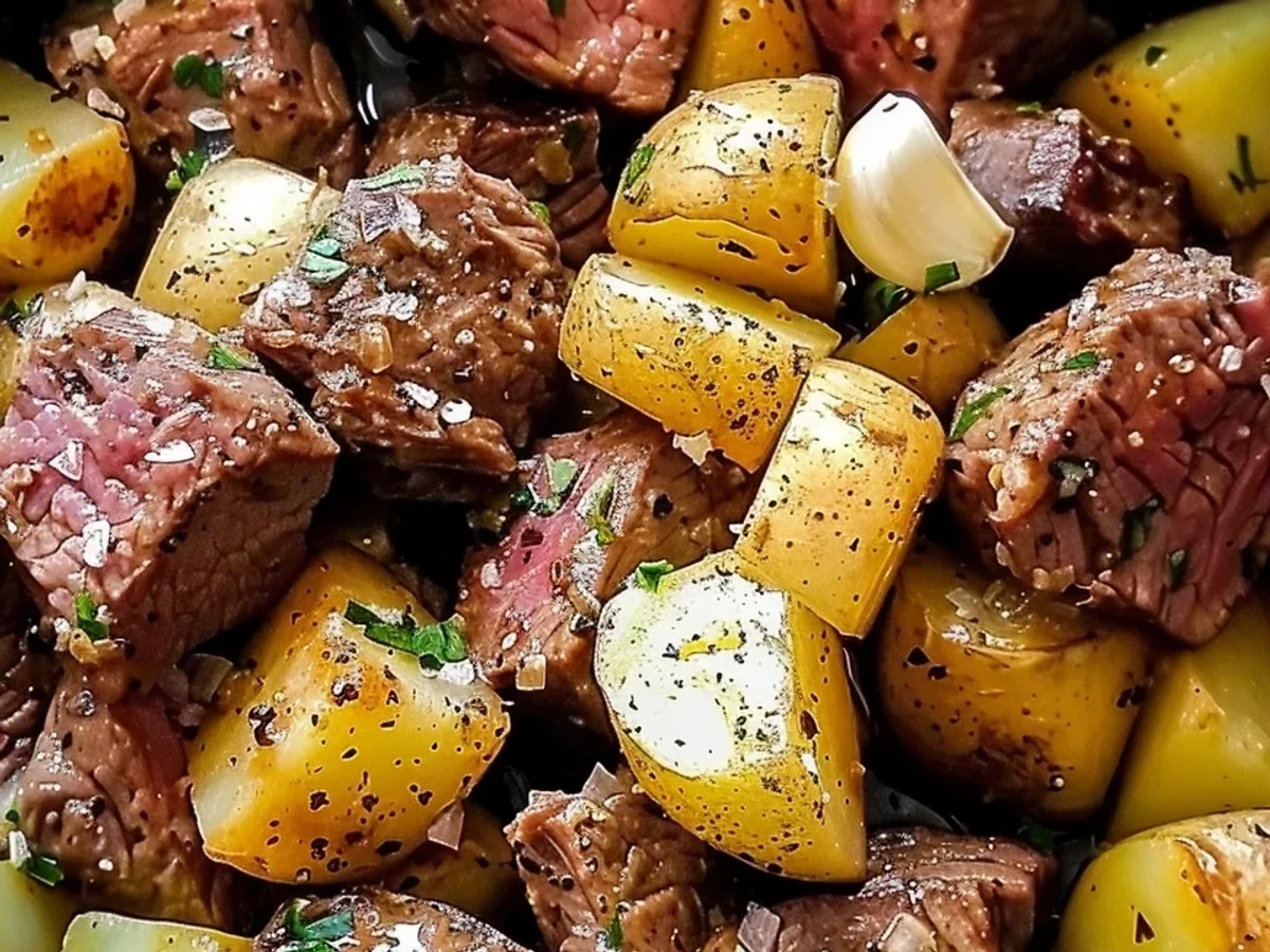 Tender Crockpot Garlic Butter Beef Bites & Potatoes - Image 2