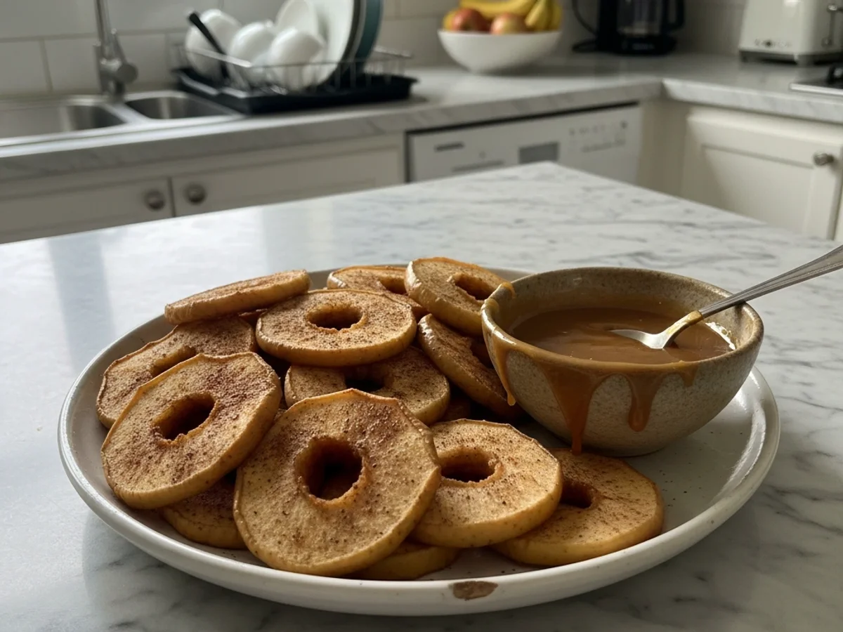 Warm Baked Spiced Apple Rings with Caramel Dip - Image 1