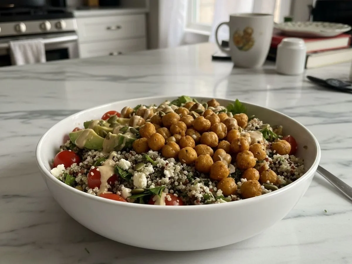 Your Crispy Garlic Roasted Chickpea Quinoa Bowl - Image 1