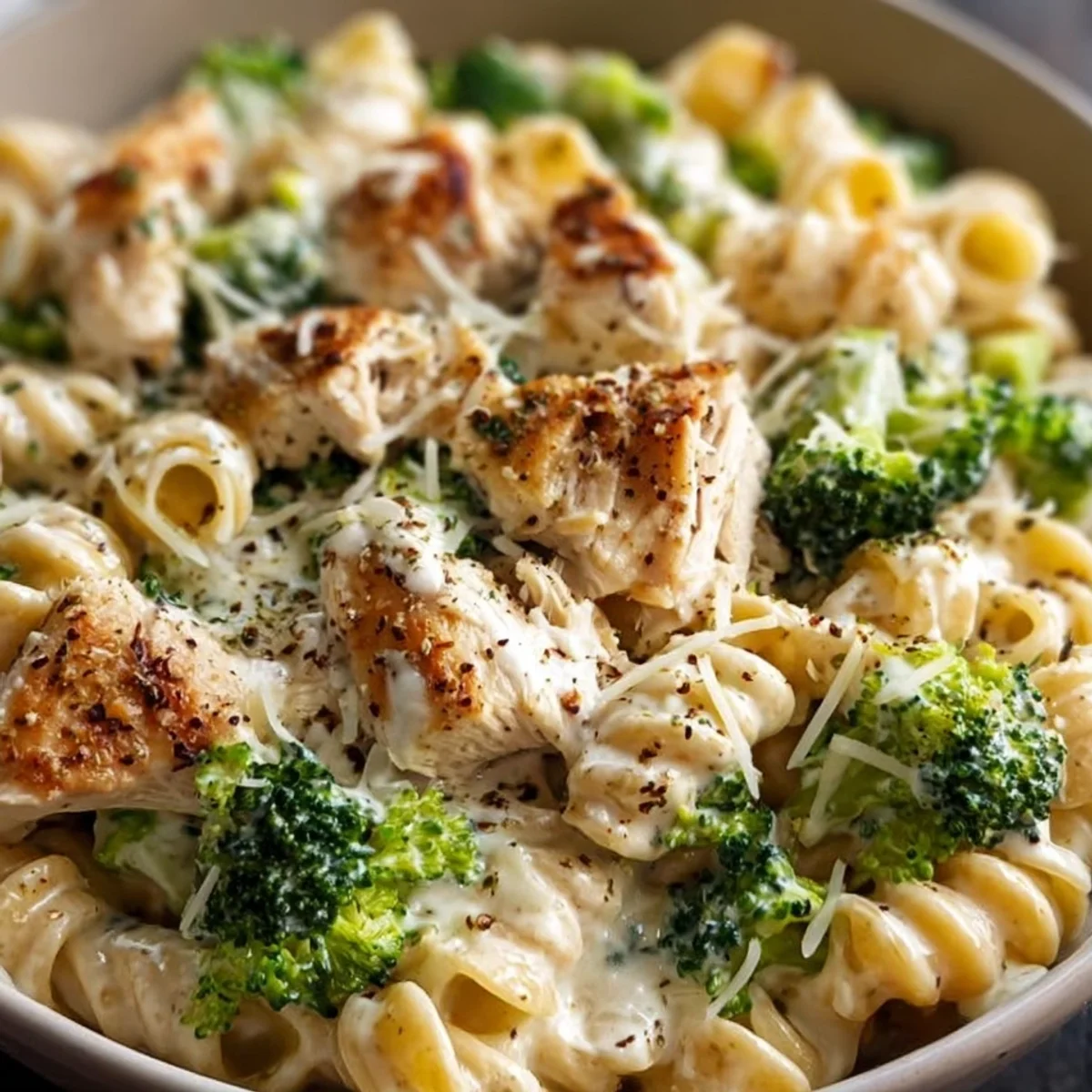 35-Minute Creamy Rotisserie Chicken Broccoli Pasta