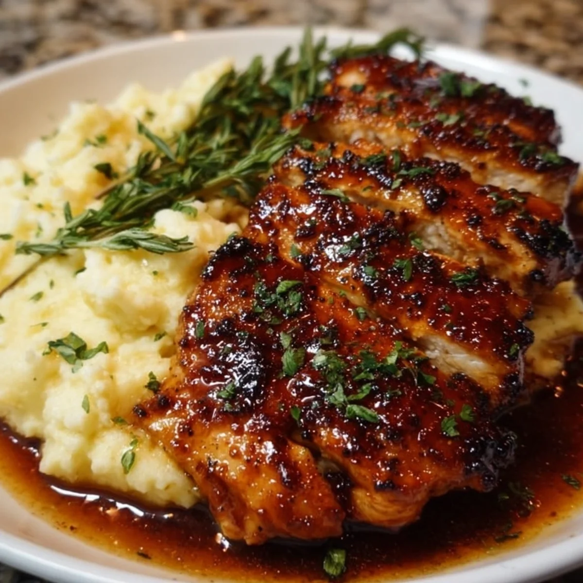 Chipotle Honey Chicken Thighs & Creamy Gouda Mash