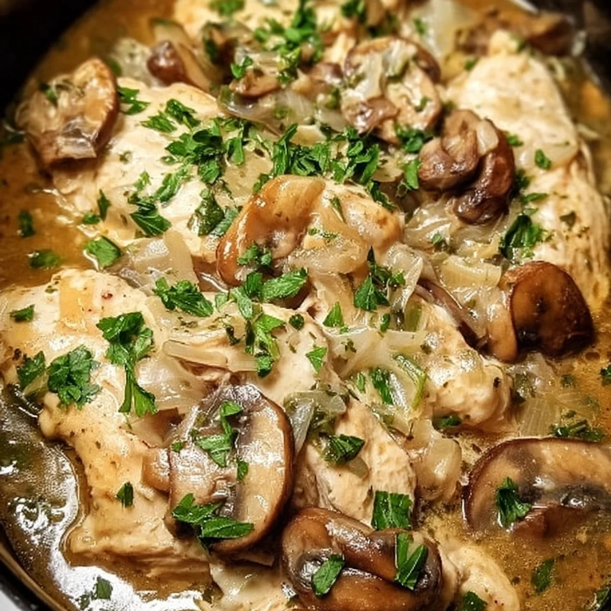 Creamy Crockpot Chicken & Mushrooms Recipe