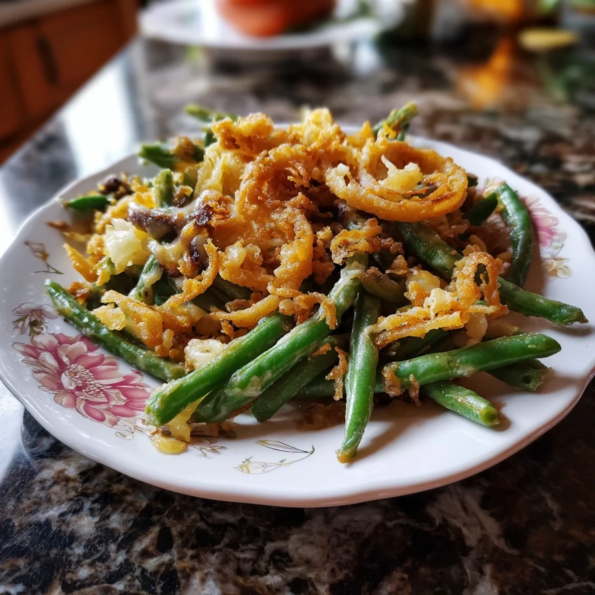 Creamy Homestyle Green Bean Casserole with Crispy Onions