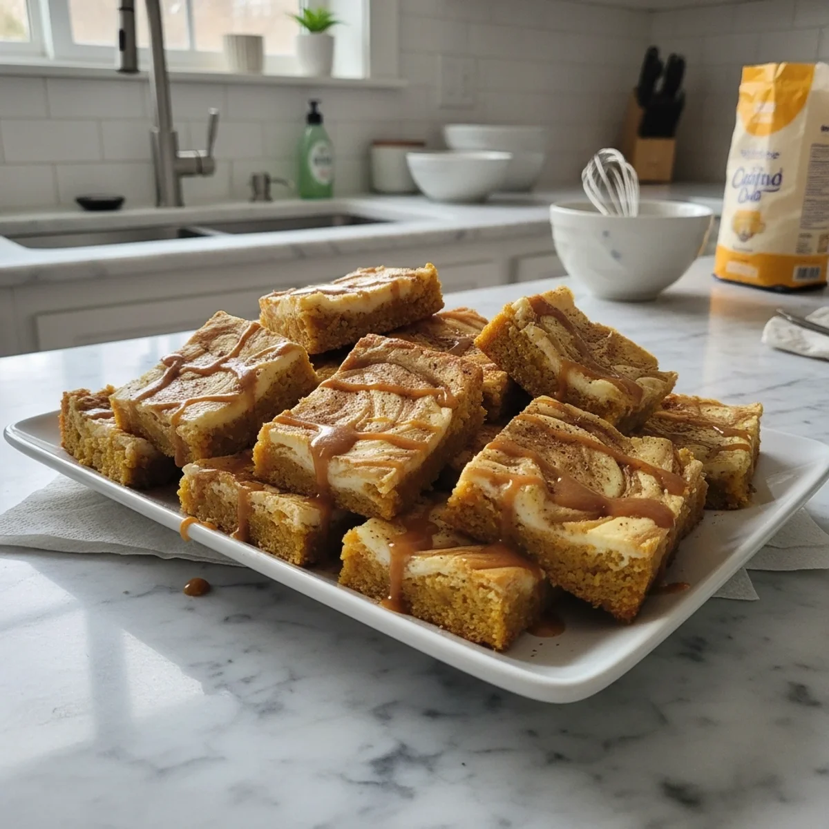 Creamy Pumpkin Cream Cheese Bars with Maple Drizzle
