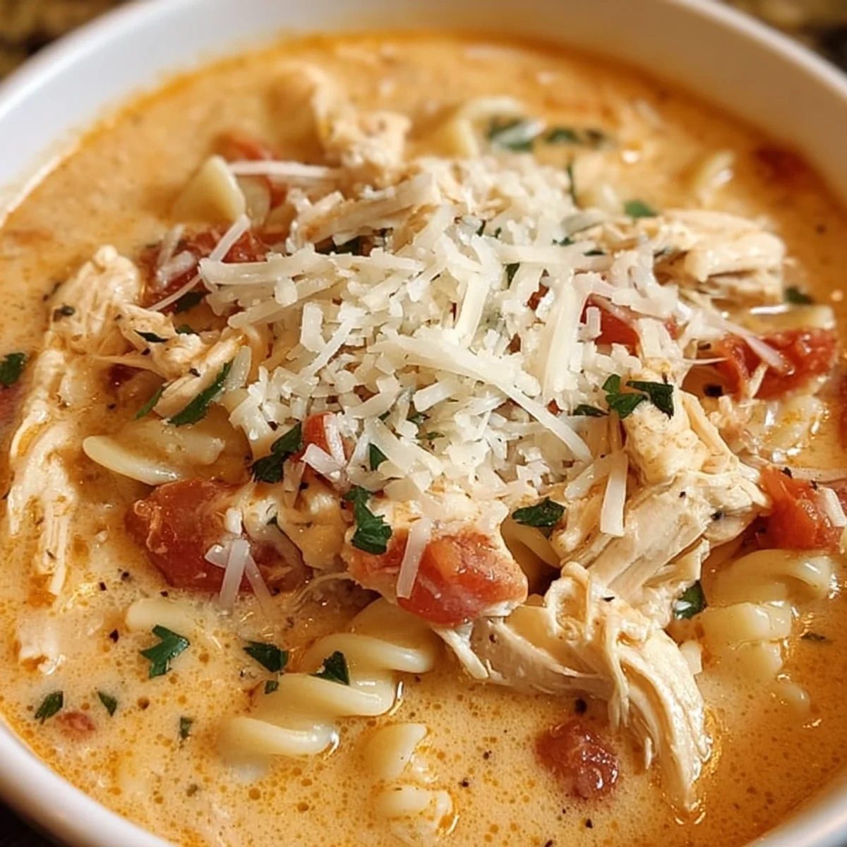 Crock Pot Creamy Chicken Parmesan Soup