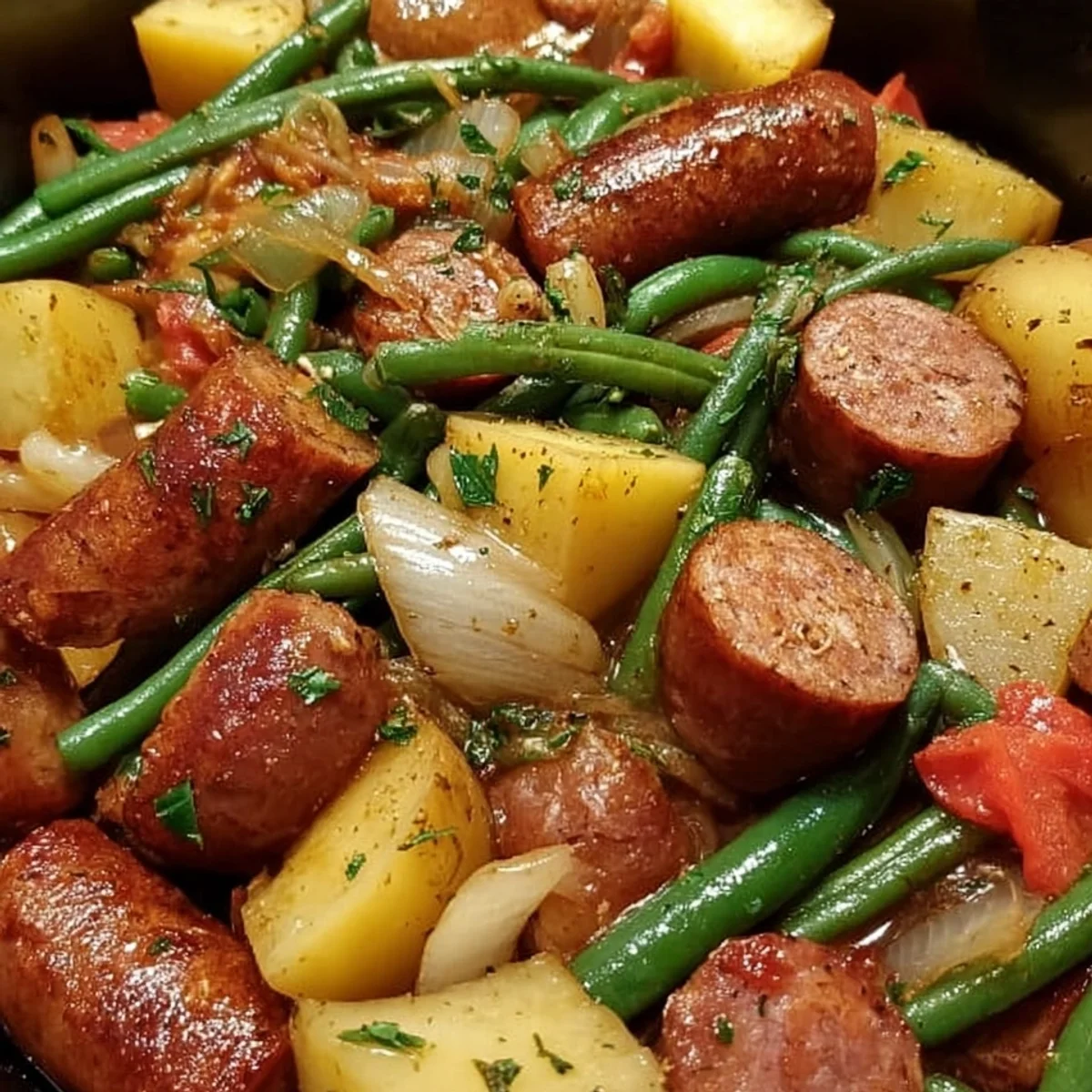 Crockpot Beef Sausage & Green Beans: Simple Dinner