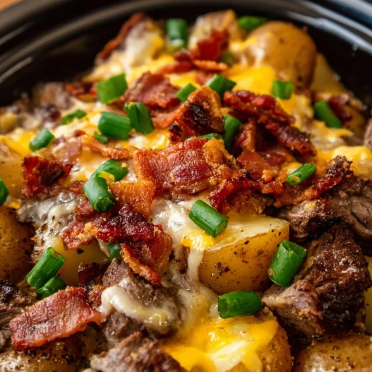 Crockpot Loaded Steak & Potato Bake