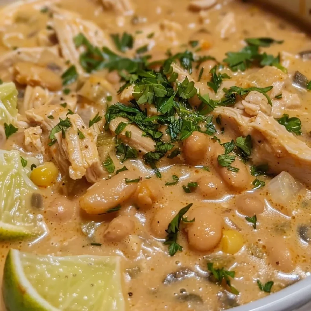 Easy Crockpot White Chicken Chili with Cream Cheese