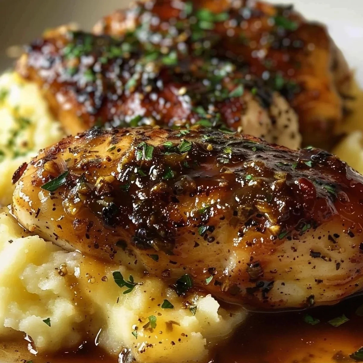 Glazed Garlic Herb Chicken Breast & Mashed Potatoes