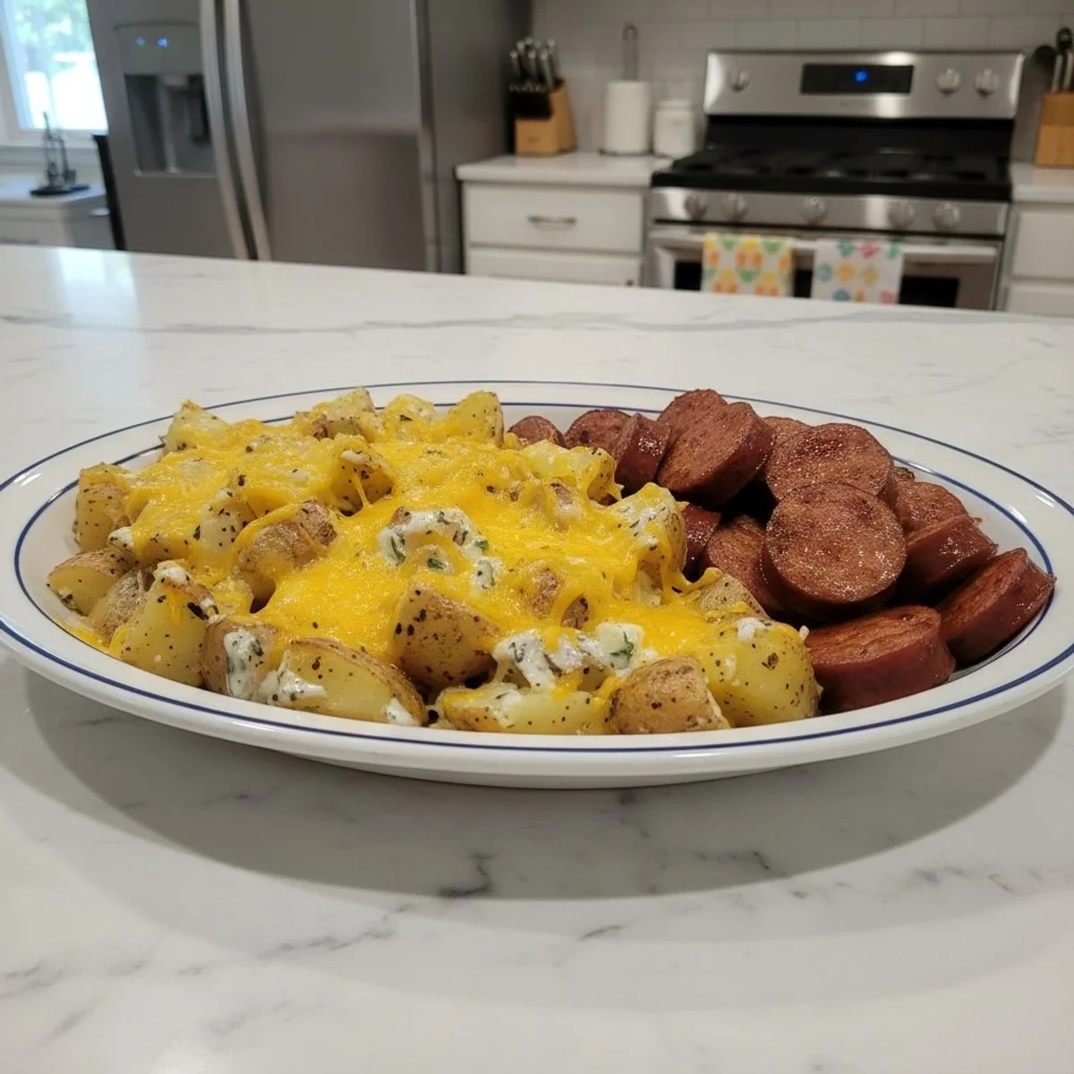 Hearty Cheesy Ranch Potatoes & Smoked Sausage Bake