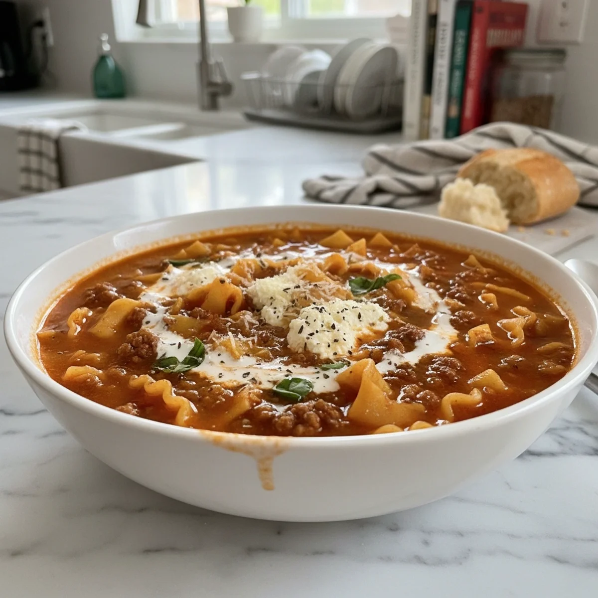 Hearty One Pot Lasagna Soup Ground Beef