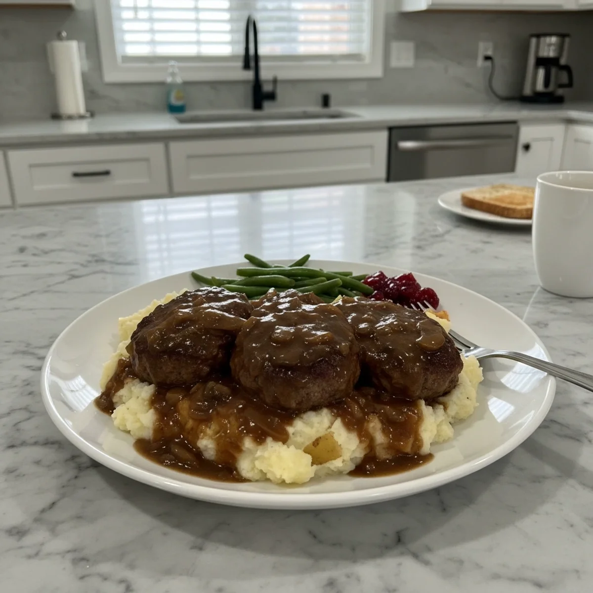 Homestyle Crock Pot Salisbury Steak with Mushroom Gravy
