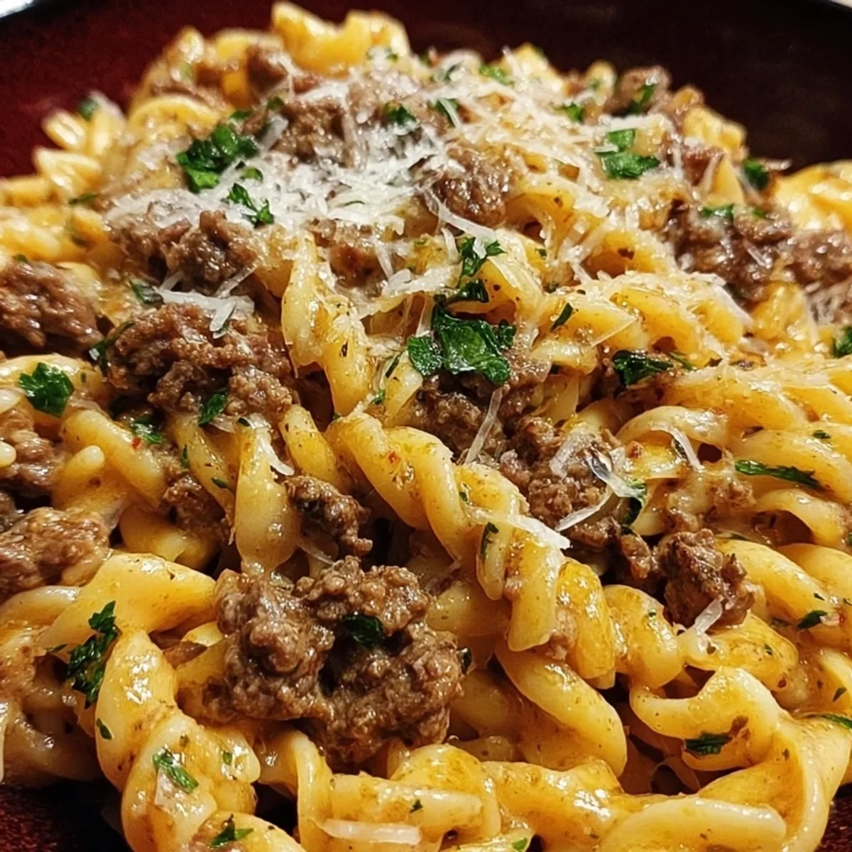 One-Pot Creamy Beef & Garlic Butter Pasta