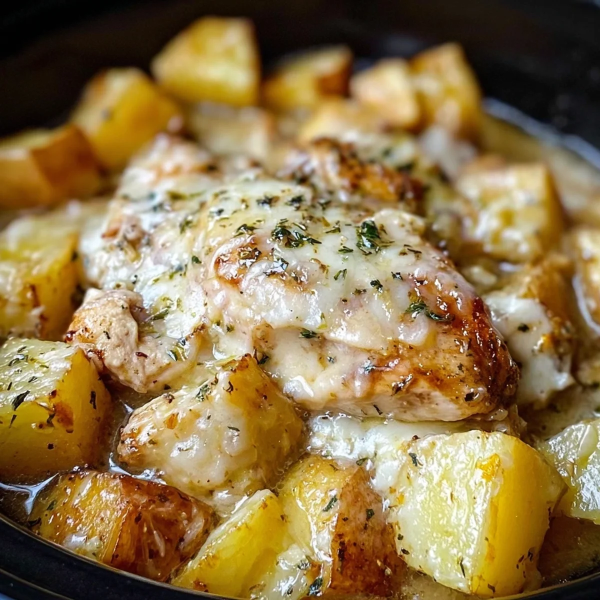Slow Cooker Garlic Parmesan Chicken & Potatoes