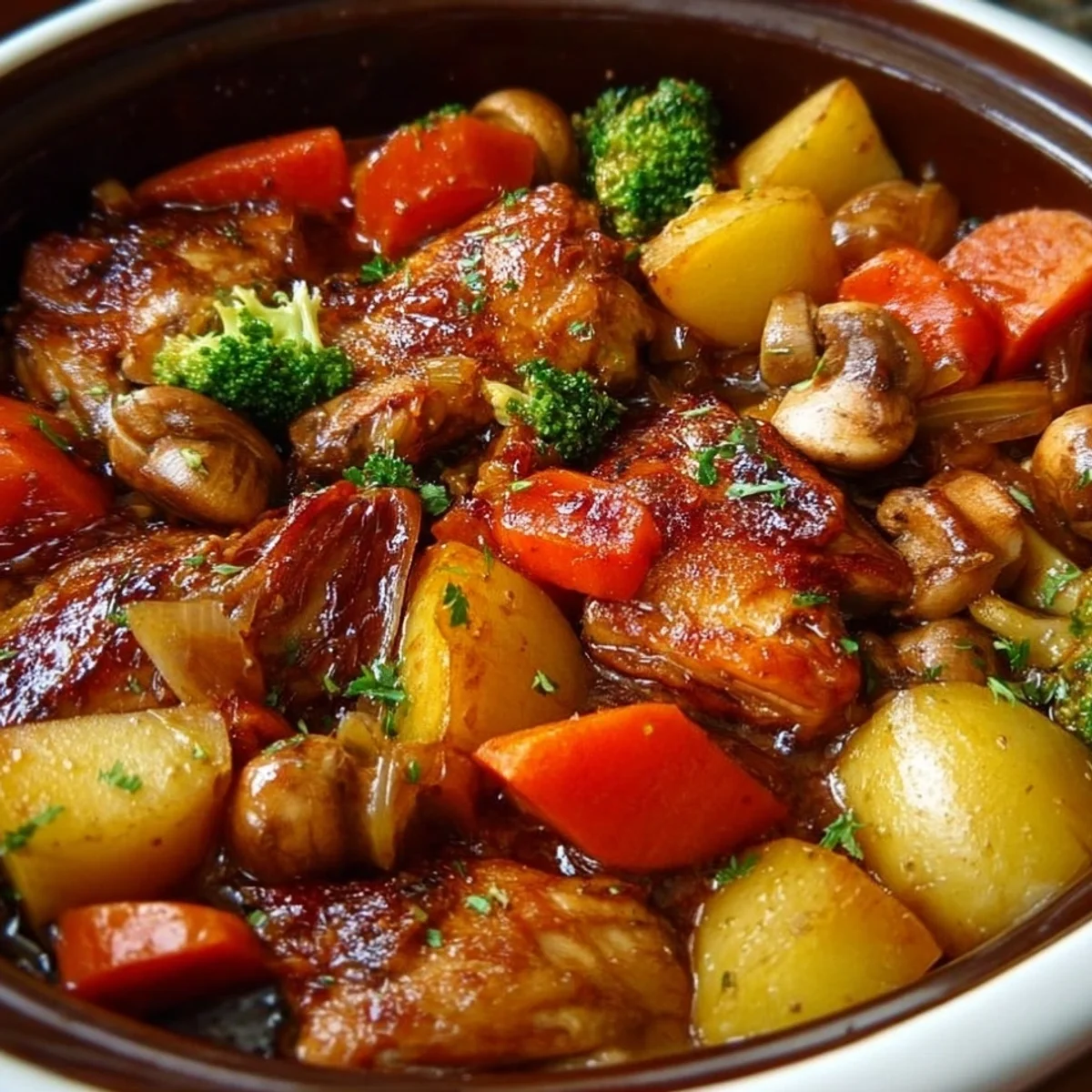 Slow Cooker Honey Garlic Chicken & Veggies