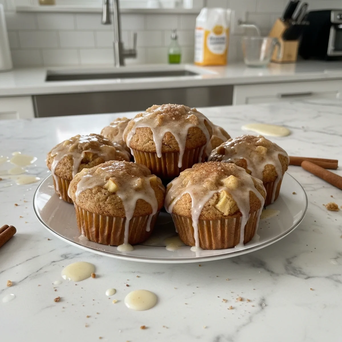Spiced Apple Cider Donut Muffins with Glaze