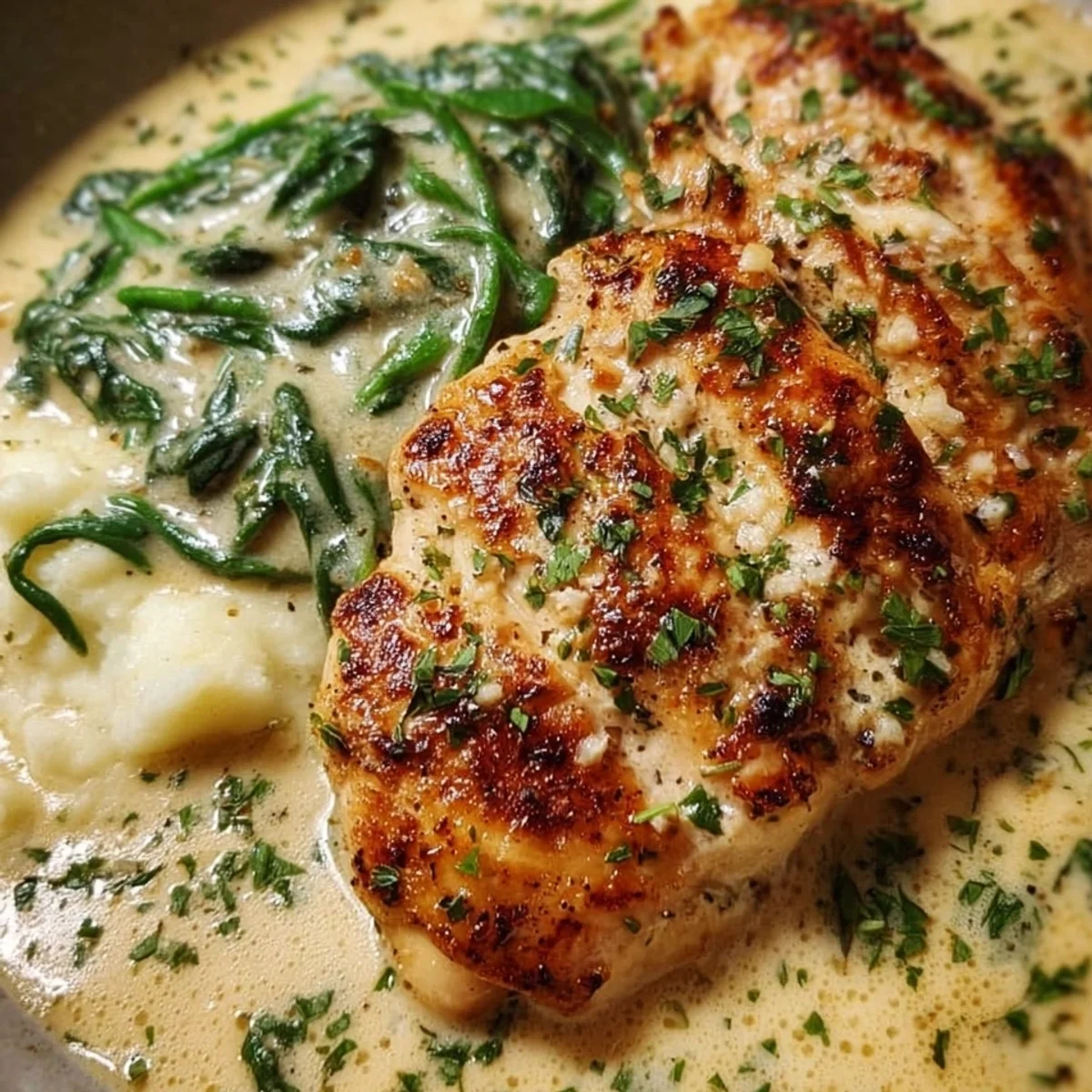 Tender Creamy Garlic Parmesan Chicken Breast Dinner